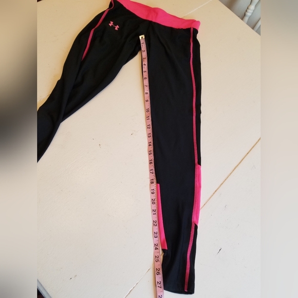 Under Armour Women's Compression Coldgear Leggings Pink Black Size Medium - Picture 9 of 12
